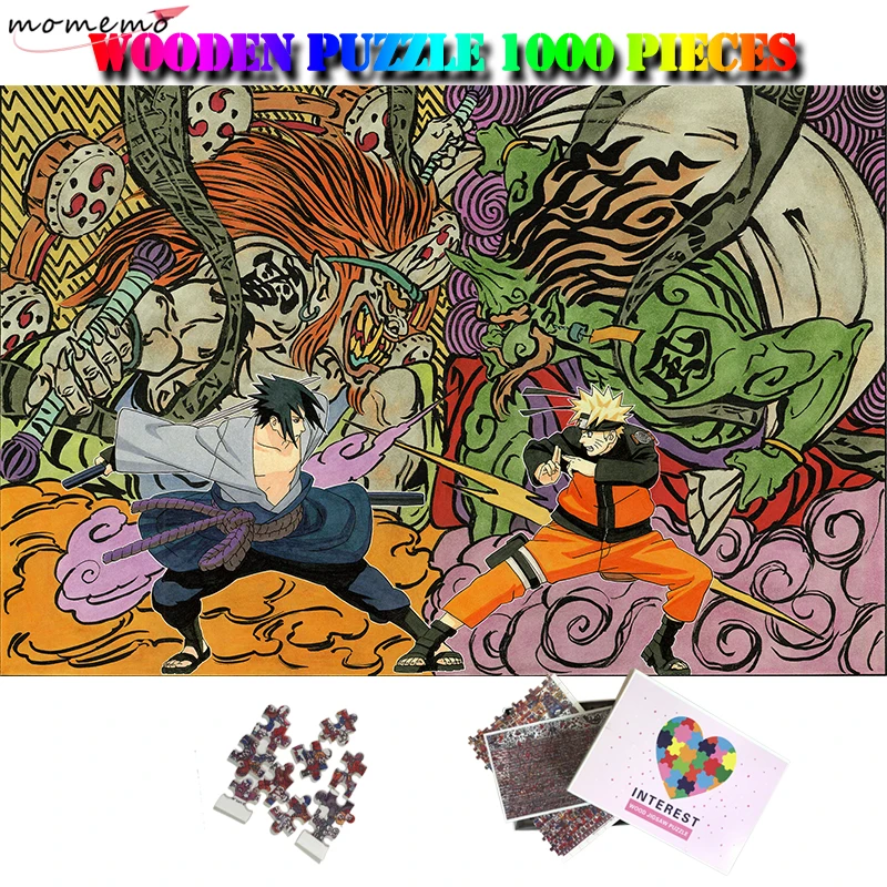 

MOMEMO Sasuke and Naruto 1000 Pieces Wood Puzzle for Cartoon Puzzle Enfant 1000 Pieces Wooden Puzzle Toys for Adults Kids Gifts