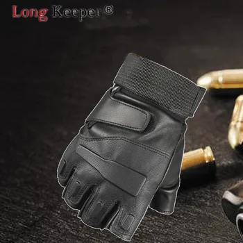 

LongKeeper Gloves Men Fingerless Mitten Guant PU Leather Tactical Outdoor Sport Cycling Fitness Not Slip Breathable Windproof