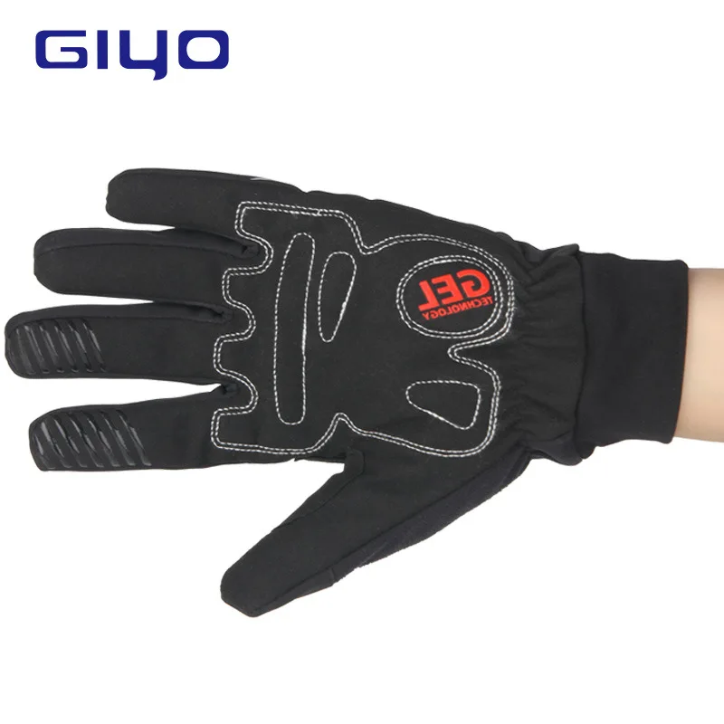 GIYO New Winter Full Finger Cycling Gloves Waterproof Thermal Fleece Gel Gloves for Mens MTB Road Bike Racing Sportwear Gloves