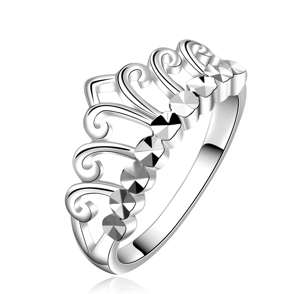 

sterling silver platinum plated ring crown ring 925 silver ring crystal natural stone wedding rings fashion vintage ring r586