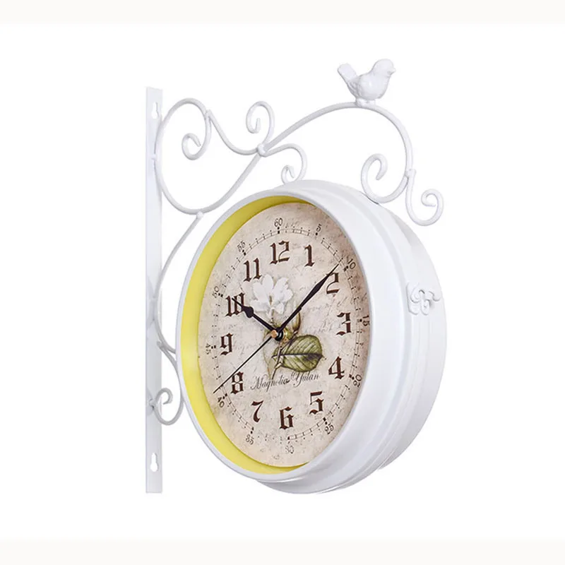 Металлические часы Двухсторонние настенные часы в винтажном стиле Saat кованые железные настенные часы Wanduhr Reloj Фреска Wandklok Klok Relogio Parede Saat