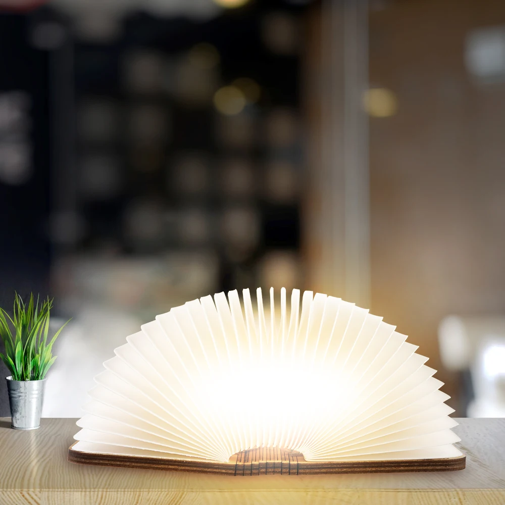 Wooden Rechargeable Folding Book Night Lamp Led Magnetic