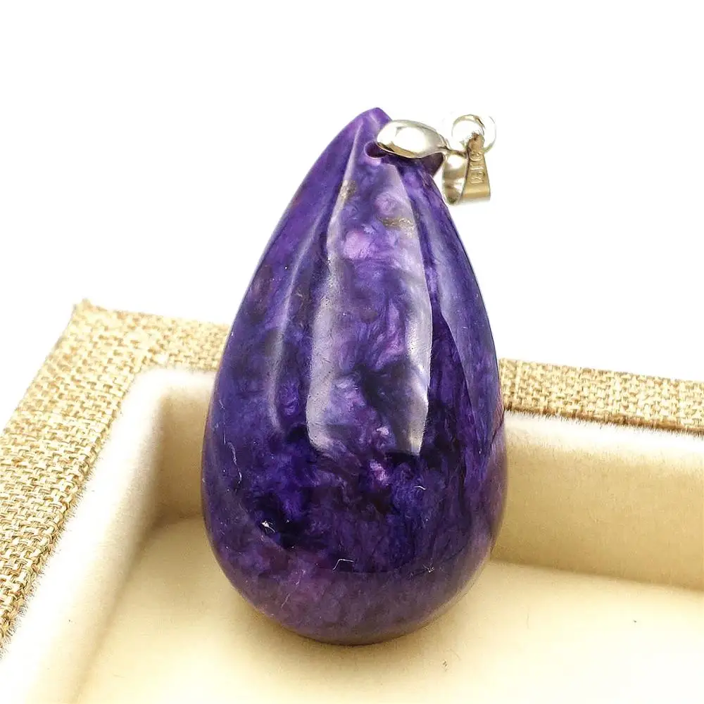 

Genuine Natural Charoite Deep Purple Gemstone Pendant Women Men Beads 38x22x11mm Gift Fashion Necklace Jewelry AAAA