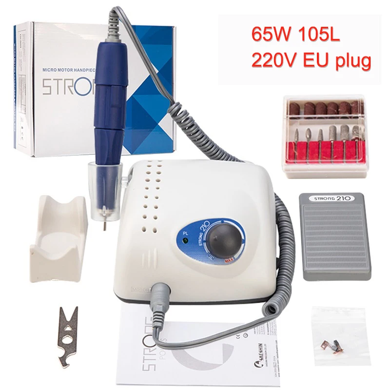 

Strong 210 105L 65W 35000RPM Electric Nail Drill Machine 210 Model Handpiece Manicure Pedicure Nail File Bit Nail Art Equipment