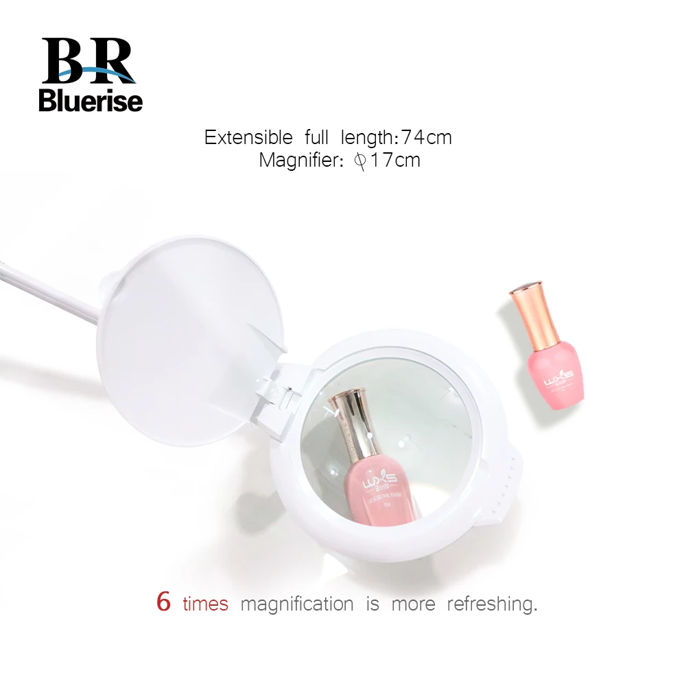  Bluerise 8W 6X Folding Table Lamp For Manicure Nail Tools Light LED Magnifierglass lighting for Man - 32789237024