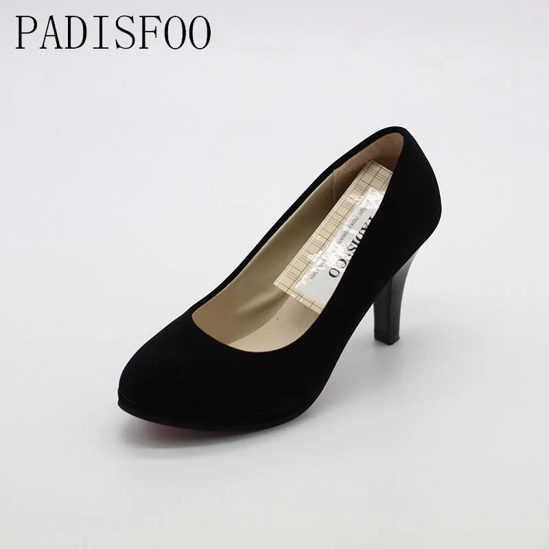 POADISFOO 2017 Women Shoes Summer And Spring Pump Mid Heeled Office Breathable Thin Heels Wedding Lady