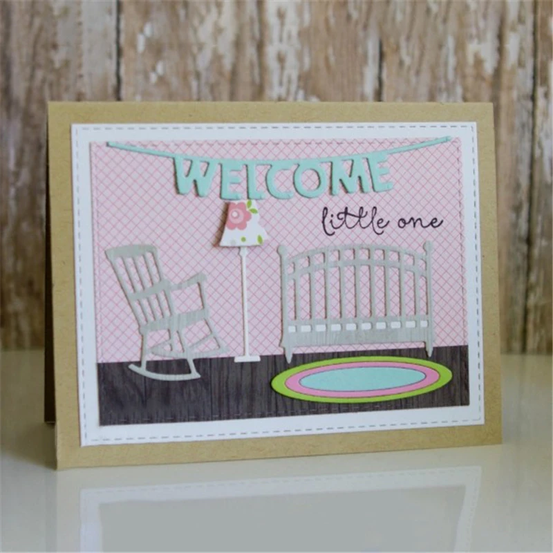 

GJCrafts Baby Room Chair Dies Scrapbooking Metal Cutting New 2019 Nursery Die Cuts for Card Making Gate Craft Dies Embossing