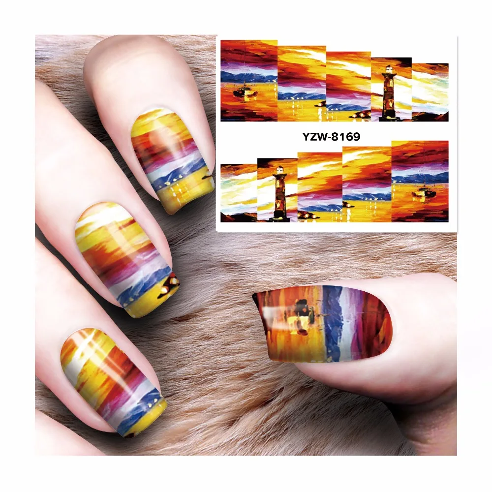 YWK 1 Sheet Water Decals Nails Manicure Stickers UV Gel Decoration