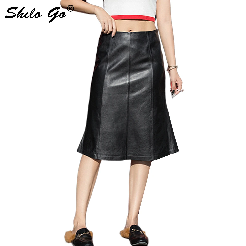 Elegante Lederen Rokken Womens Streetwear Hoge Taille Schapenvacht Lederen EEN Lijn Rokken Beknopte Vrouwelijke Knielengte Rokken Elegante Lederen Rokken Womens Streetwear Hoge Taille Schapenvacht Lederen EEN Lijn Rokken Beknopte Vrouwelijke Knielengte Rokken