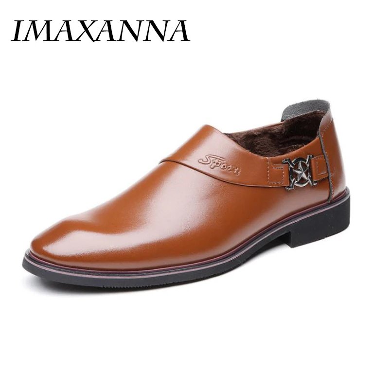 

IMAXANNA Genuine Leather Men Formal Shoes Luxury Dress Business Shoes Pointed Toe Spring Men Oxfords Male Black Brown