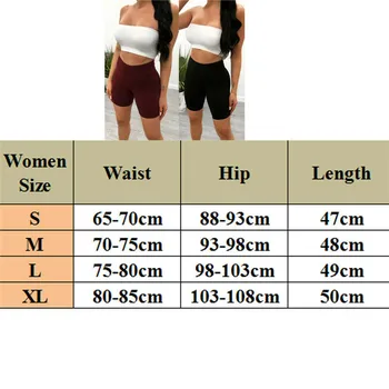 Sexy Women Shorts Summer Solid Color High Waist Skinny Stretch Biker Shorts Fitness Short Trousers Elastic Waist Ladies Trousers 2
