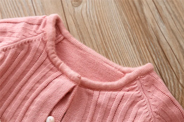 Fanfiluca Toddler Girls Cardigan Cute Baby Girl Cotton Knit Sweaters Autumn Long Sleeve Outerwear Fashion Kids Sweaters For 1-5T0012