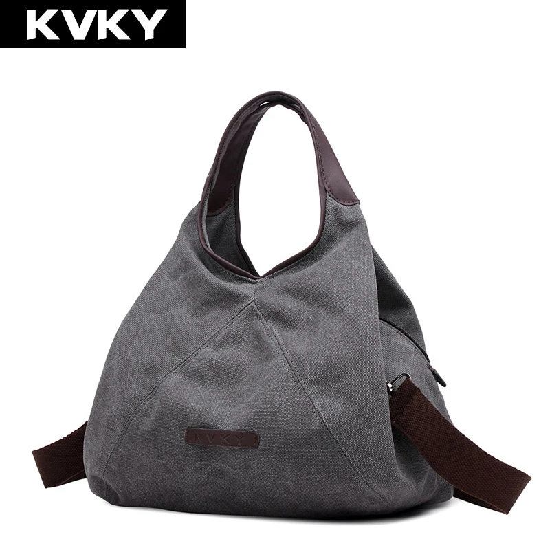 KVKY новая Ретро Холщовая Сумка Женская сумка через плечо модная повседневная