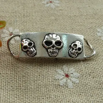 

75 pieces tibetan silver skull connectors 41x12mm #1449
