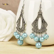 Fashionable noble font b blue b font round earrings