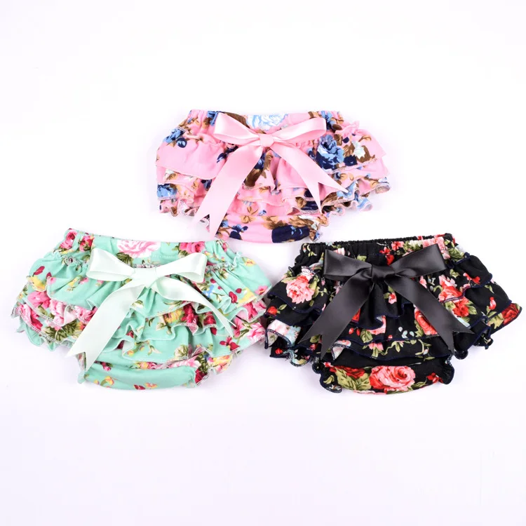 

Newborn Baby Girl Floral Shorts Ruffle Diaper cover Girls Flower Bloomers with Bow Knot Headband Set Fotografie Accessories