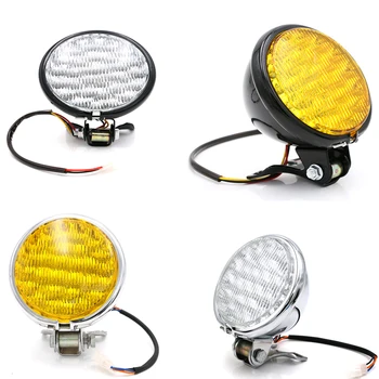 

Motorcycle Refit Headlamp Scooter Retro Black Round Head Light Motorbike Moto Front Headlights Vintage Brackets for Motor