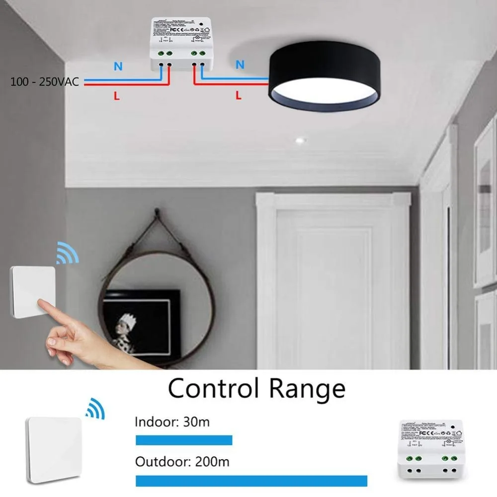  Wifi Smart switch 2500W wifi relay timer switch RF433 kinetic self-powered Voice Control work with  - 32992364595