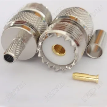 

50 Pieces UHF SO239 Jack Female Solder Crimp RF Connector for RG58 RG142 RG400 LMR/KSR195 Coaxial Cable