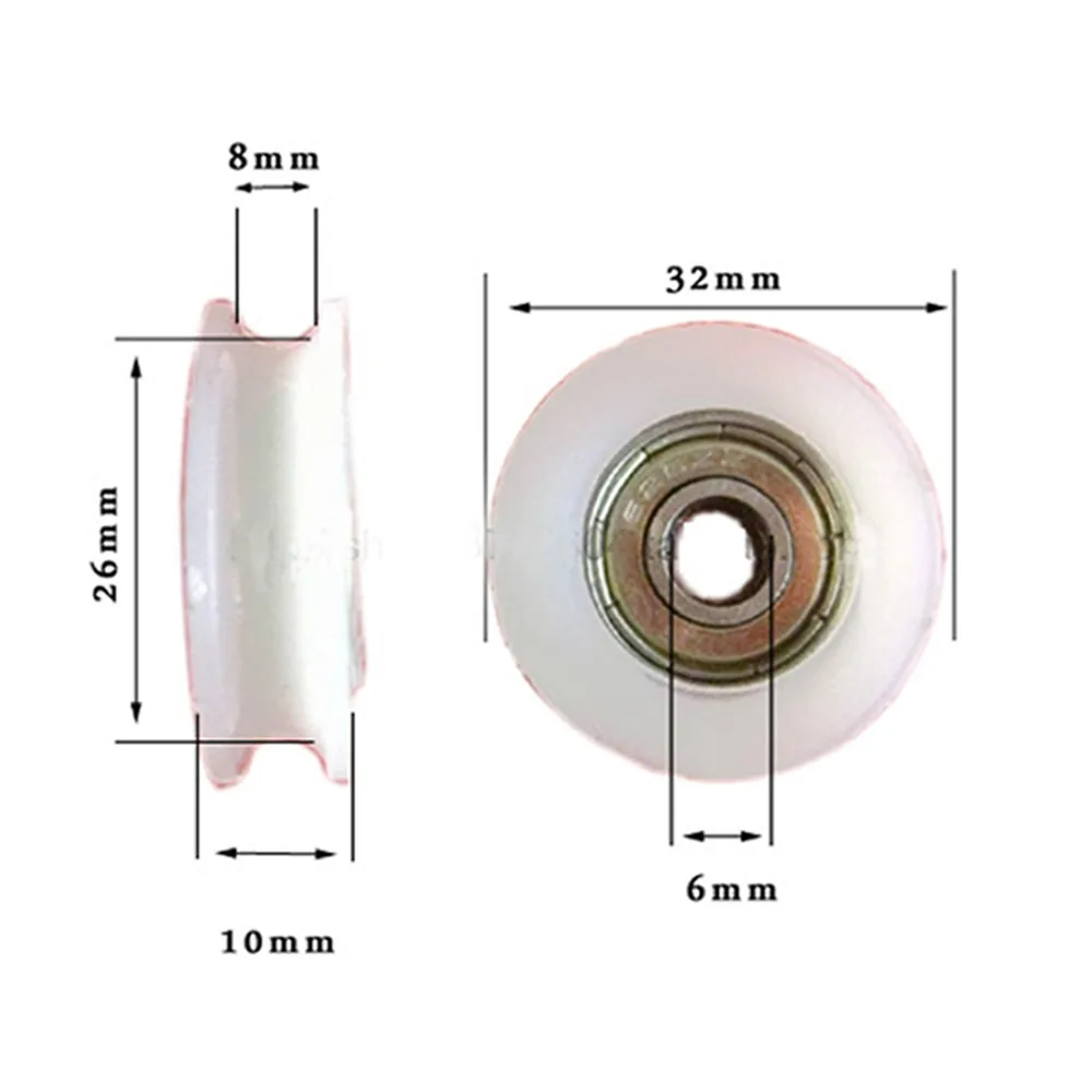 

4pcs U Groove Wheel Guide Bearing Pulley Sealed Rail Ball Furniture 6*32*10mm 0.23"*1.25*0.39 inch