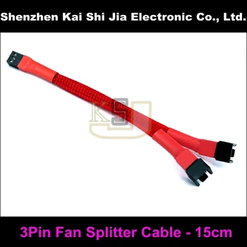 

10PCS Wholesale 15cm Sleeved 3Pin Fan Y Splitter Power Adapter Cable - Red