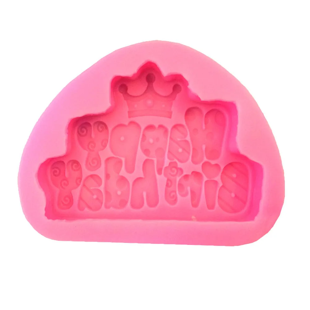 1PCS Happy Birthday Shape Crown Silicone Cake Soap Molds for Bakeware Decorating DIY Molds