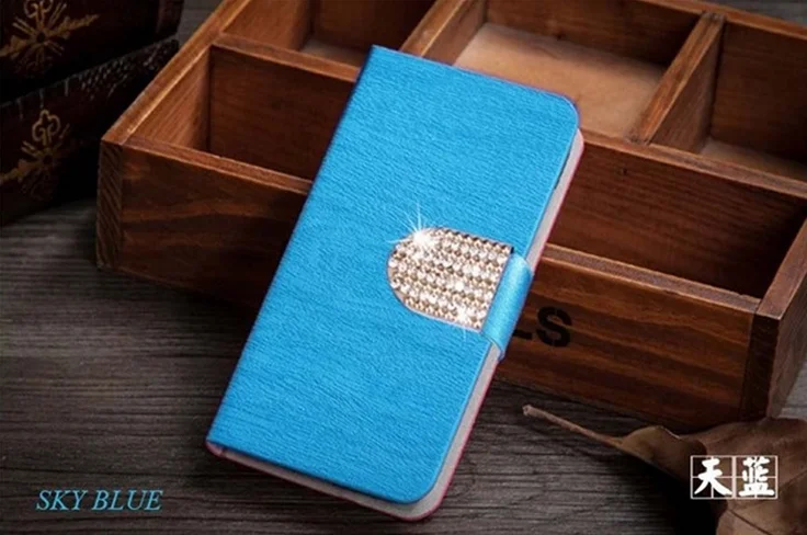 Роскошный чехол-книжка из искусственной кожи для Alcatel Go Play 7048X, 5,0 дюймов, силиконовый чехол-кошелек для телефона Alcatel Go Play 7048X, чехлы - Цвет: Blue with diamond