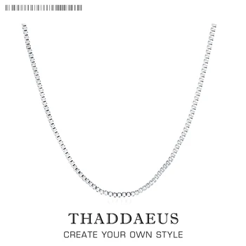 

1mm Box Chain Necklace,2017 Brand New Glam Fashion Jewelry Europe Style Soul 925 Sterling Silver Bijoux Gift For Men Women