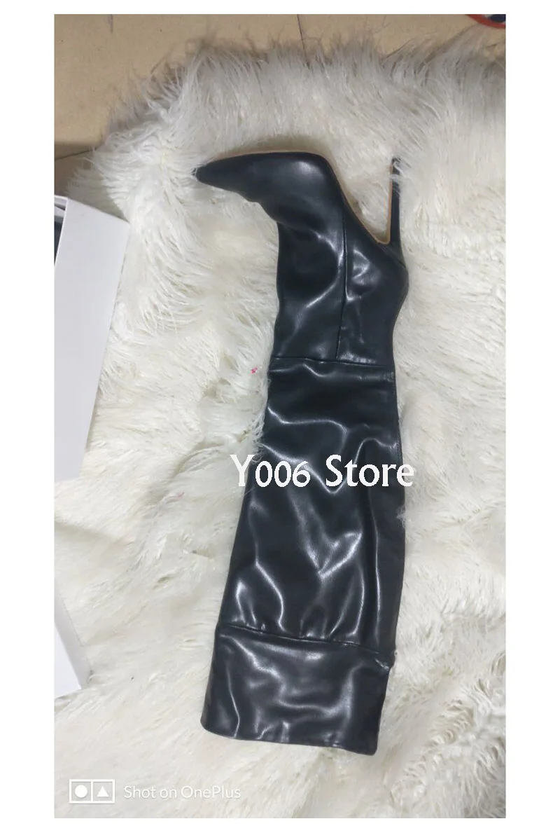 New Women Over The Knee Boots Leather Pointed High Heel Zipper Thigh High Boots Fashion2019 Winter Shoes Woman Sexy Ladies Shoes