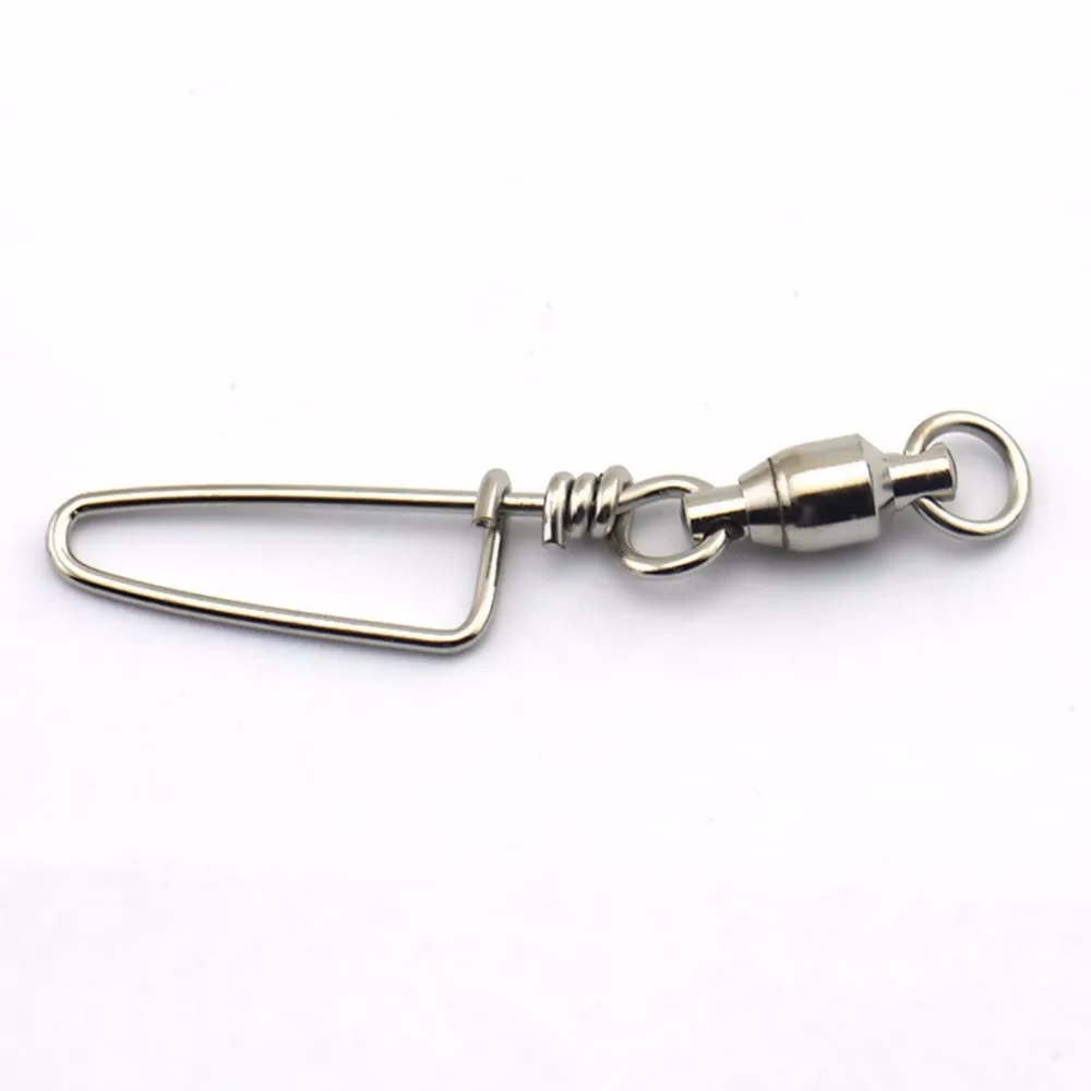 

10Pcs/lot Fishing Swivels Snap Rolling Swivel Connector Ball Bearing Curve Type Pin Stainless Steel Fishing accessories