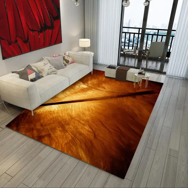 Nordic Style Carpets 3D Peacock Print Thicken Carpet For Living Room bedside Bedroom Feather Rug Household Flannel Mat/Rugs