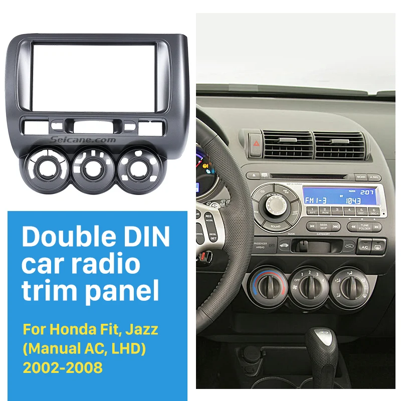 

Seicane 2 Din Car Radio Fascia for 2002-2008 Honda Jazz Fit LHD Radio DVD Players Car Radio Stereo Installation Dashboard Frame