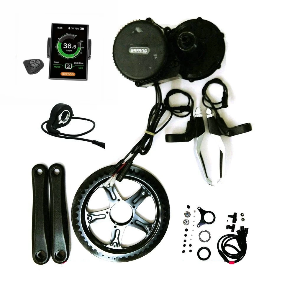 Best EU NO TAX 48V750W Bafang/8fun BBS02B mid kit motor color display geared Motor ebike kits with light&gear sensor connectors 5
