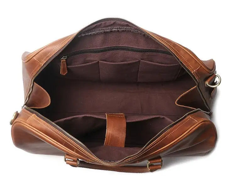 Genuine leather cow skin large casual travel duffle soft holdall for men high quality