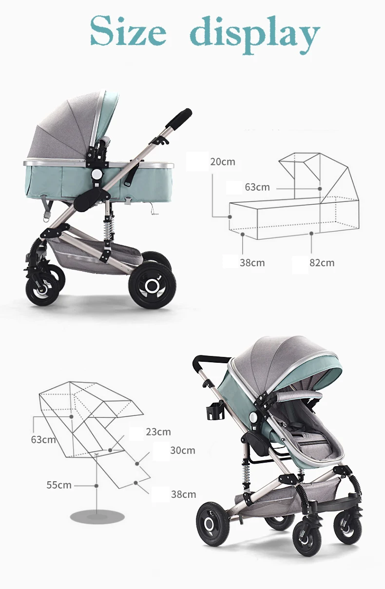 Top Baby carriage stroller 2 in 1/3 in 1 Multi-functional can sit High landscape stroller Two-way shock folding stroller Free shipping 20