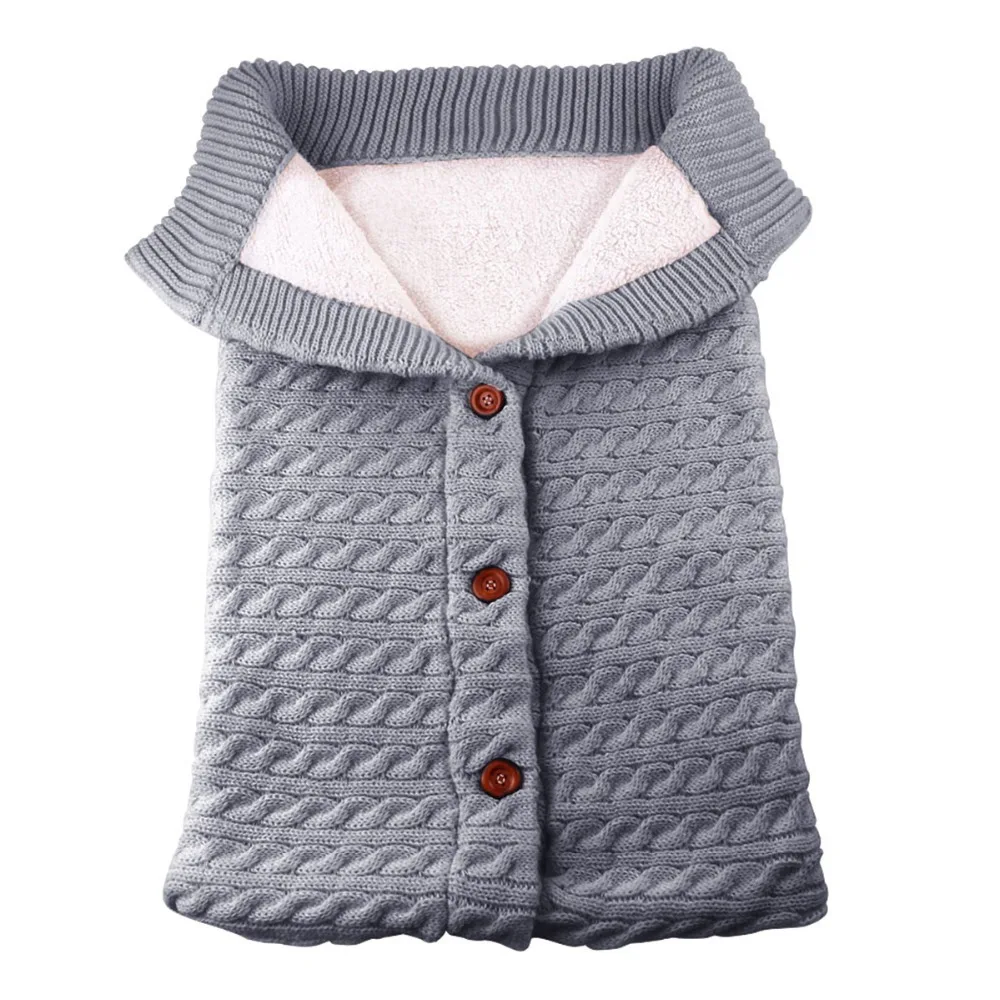 Puseky для новорожденных Детское зимнее вязаное одеяло для сна на кнопках, сумка-коляска для сна во время прогулок
