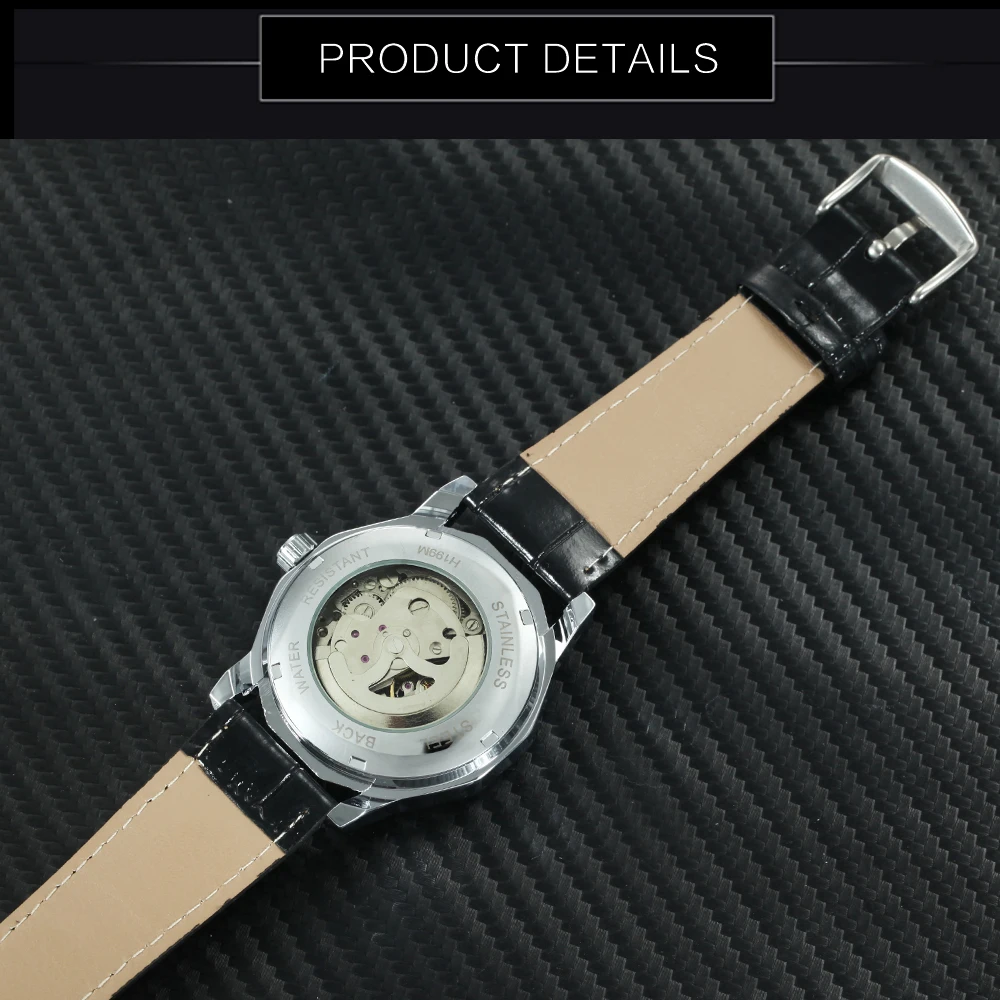 Winner Blue Exotic Dodecagon Design Skeleton Dial Men Watch Geometry Top Brand Luxury Automatic Fashion Mechanical Watch + BOX