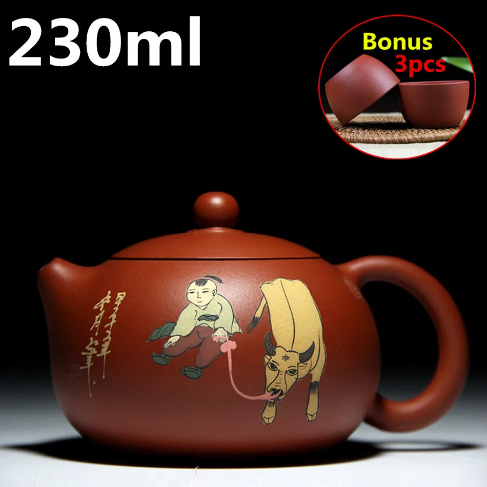

New Arrived Chinese Porcelain Teapots 230ml Yixing Tea Pot Ceramic Kung Fu Tea Set Teapot Tea Ceremony Bonus 3 Cups Gift Box