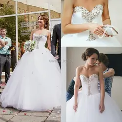 Новое бальное платье принцессы Свадебные платья 2019 Кристалл Vestido de Noiva Модные наличии размеры США 2 4 6 8 10 12 14 16 низкая цена