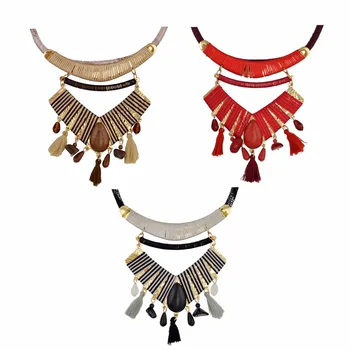 

Inlove 3 Colors Bohemia Rope Chain Fashion Tribal Pendants Stone Tassel Choker Necklaces For Women Jewelry Charms Accessory Gift