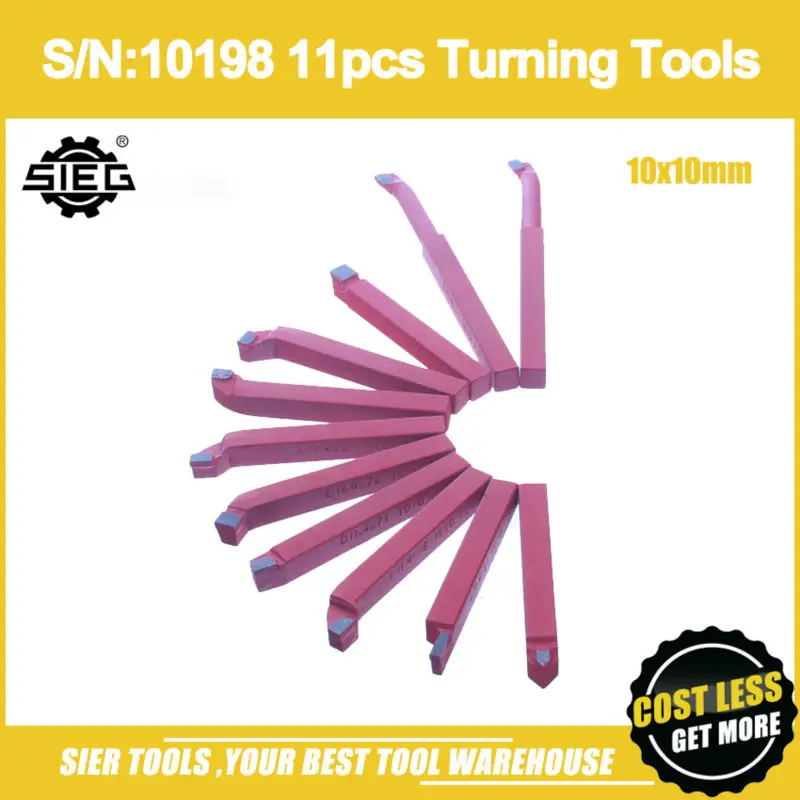 

Free Shipping!/S/N:10198 11pcs 10x10mm Turning Tools/SIEG Lathe Tool