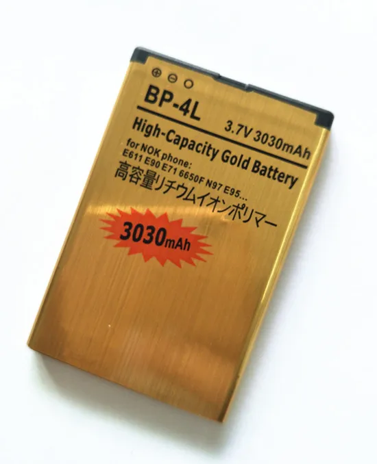 Новый золотой аккумулятор 3030 мАч для телефона Nokia E61i E63 E90 E95 E71 6650 6760 N97 N810 E72 E73 E55 E52