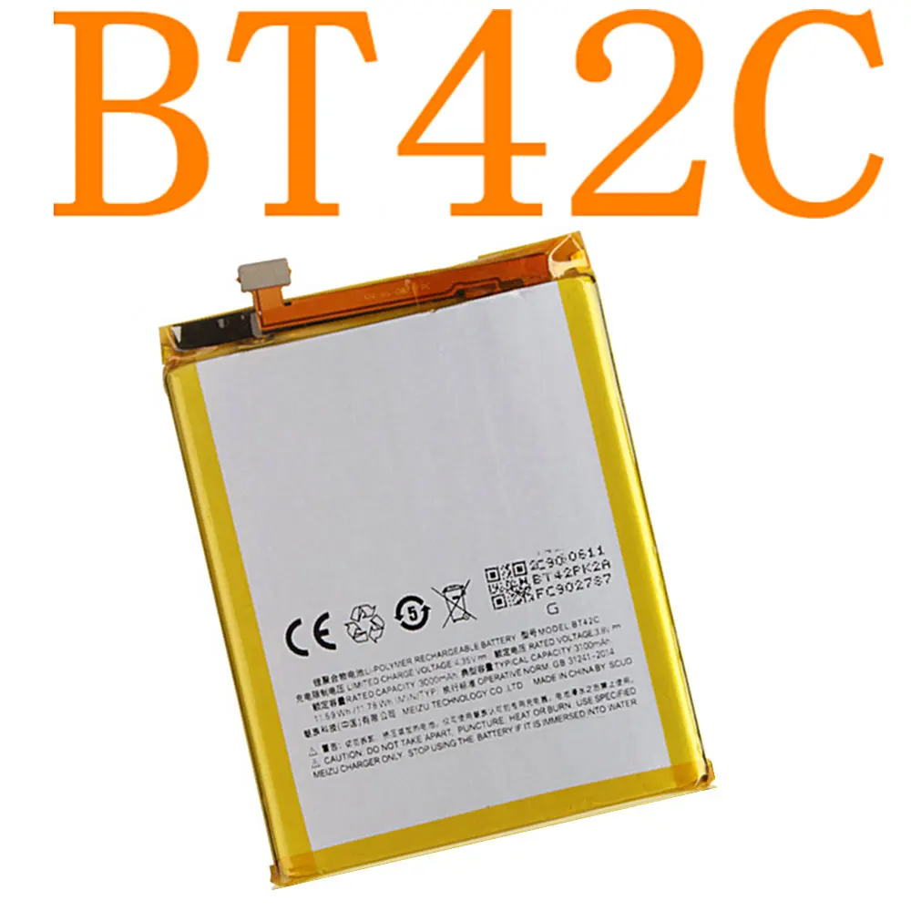 

Original size replacement battery BT42C battery 3100mAh for Meizu M2 Note Smart Phone Bateria