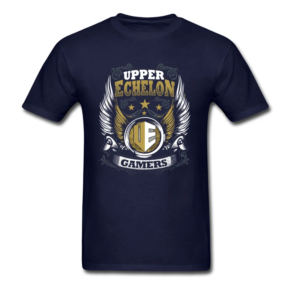 Upper Echelon Gold Crest 100% Cotton Fabric Tshirts for Men Short Sleeve Tees Hip Hop Labor Day O-Neck Tops Shirts Hip hop Upper Echelon Gold Crest navy