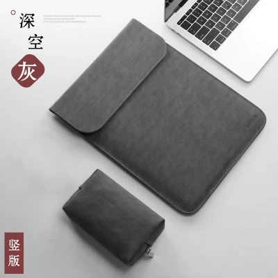 Матовая сумка для ноутбука из искусственной кожи 15,6 14 для Macbook Air 13 Чехол Pro11 12 15 сумки для Xiaomi Mi 12,5 13,3 - Цвет: velvet dark gray s2