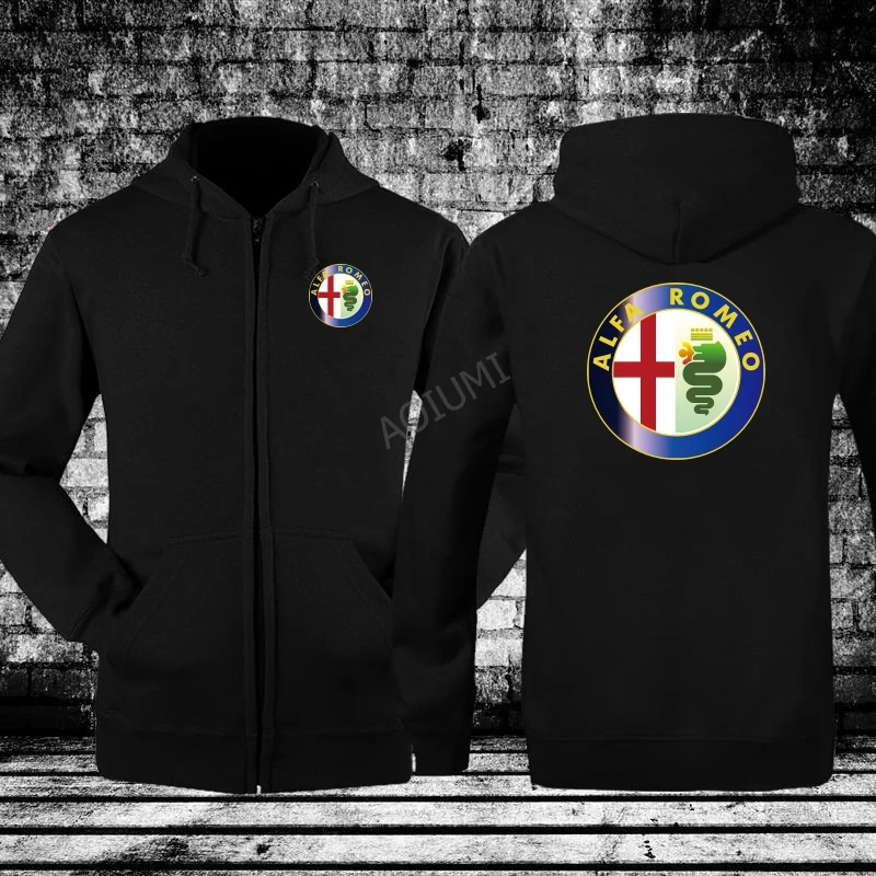 

New men casual Hoodies Alfa Romeo sweatshirt Solid color Print Fleece Cotton zipper coat Clothes Factory jackets