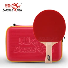 Double Fish 9AC 7 слойная ракетка из углеродного волокна для настольного тенниса, весло с петлей, быстрая атака, Горизонтальный захват с полиуретановым жестким чехлом, чехол