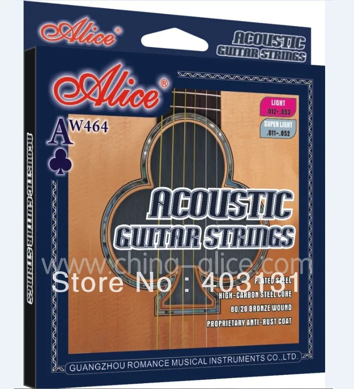 

Alice Acoustic Guitar Strings 011-052 / 012-053 Bronze Wound Proprietary Anti-Rust Coat Guitar Strings Set 6pcs/set