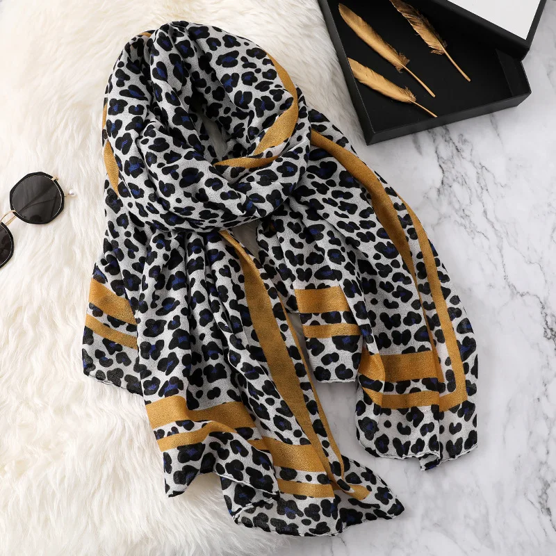

Leopard Print 2019 cotton scarves for women winter warm scarves neck head shawls and wraps lady pashmina bandana