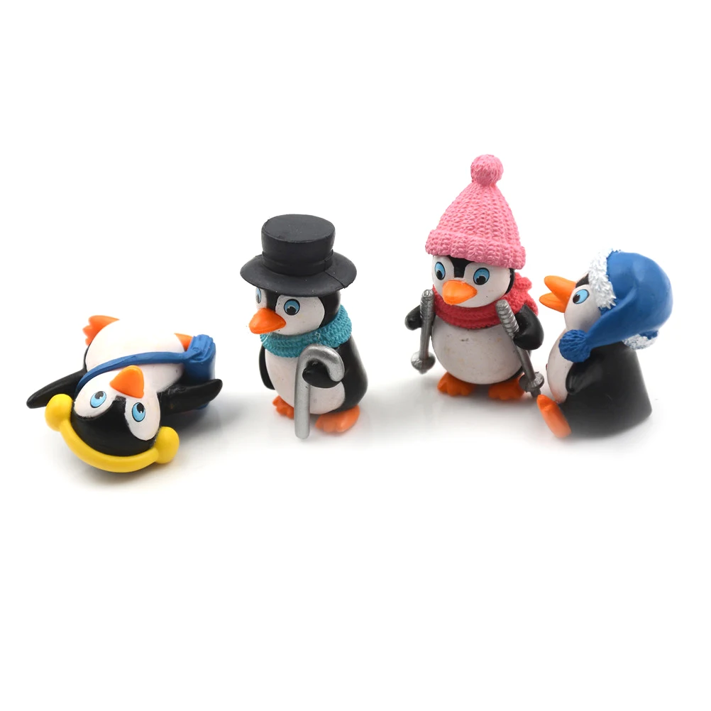 4pcs//set DIY Crafts Mini Winter Penguin Miniature Figurine Christmas Figures